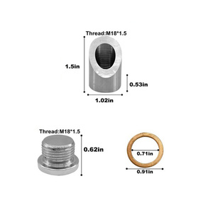 Kit d'adaptation de soudure d'échappement usiné CNC avec bouchon et embout fileté <span class=keywords><strong>à</strong></span> 45 degrés en acier inoxydable 304 M18*1.5 et joint en cuivre - Product Image 3