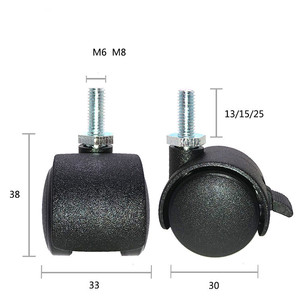 Großhandel Möbel Hardware Armaturen Universal Black <span class=keywords><strong>Nylon</strong></span> <span class=keywords><strong>Wheel</strong></span> <span class=keywords><strong>Caster</strong></span> Schwenkbar gebremst <span class=keywords><strong>Twin</strong></span> <span class=keywords><strong>Wheel</strong></span> <span class=keywords><strong>Caster</strong></span> - Product Image 2