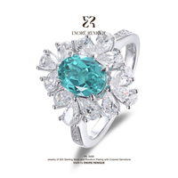 Gemischter Schliff Halo Oval Labor-gezüchteter Paraiba Turmalin Statement-Ring S925 Silber Rhodiniert Edelstein-Schmuck für luxuriöse Urlaubstage