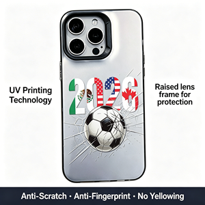<span class=keywords><strong>Coque</strong></span> antichoc en TPU mat avec cadre de protection d'objectif, motif drapeau Amérique du Nord Football 2026, pour <span class=keywords><strong>iPhone</strong></span> 17 16 15 14 13 <span class=keywords><strong>Pro</strong></span> Max - Product Image 2