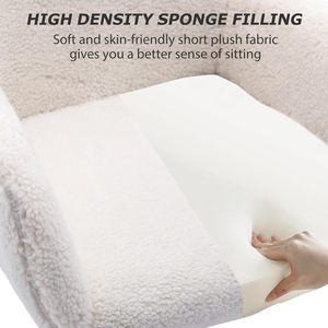 Elegante Silla Giratoria Blanca con Altura Ajustable, Silla de Acento Tapizada en Lana de Cordero Suave, Silla de Maquillaje para Sala de Estar, <span class=keywords><strong>Oficina</strong></span> o Vestidor - Product Image 4