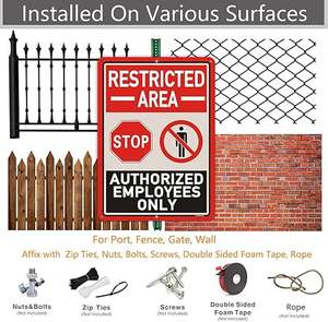 Área Restringida Personalizada, Solo para Empleados Autorizados, No Admitir Entrada, Fácil de Instalar para Uso en Interiores y Exteriores - Product Image 2