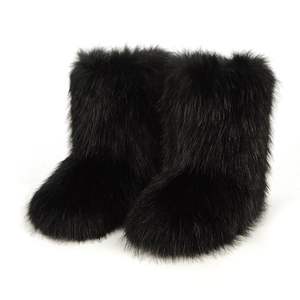 Viviblook Z106BT02 New Fashion Woman Plush Warm Platform Winter Snow <b>Boots</b> Outdoor Luxury Furry Faux Fox Fur <b>Boots</b> - Product Image 2