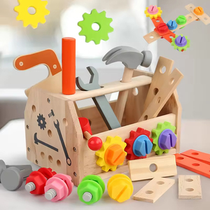 Ensemble de jeu de charpentier en bois pour enfants, boîte à outils éducative <span class=keywords><strong>avec</strong></span> vis et écrous assortis, kit de construction pour <span class=keywords><strong>les</strong></span> enfants d'âge préscolaire - Product Image 2