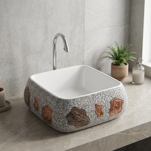 Lavabo rectangulaire en granit, design moderne, écologique, pour salle de bain, à poser sur comptoir, en céramique artistique, idéal pour hôpital - Grande Vente - Product Image 5