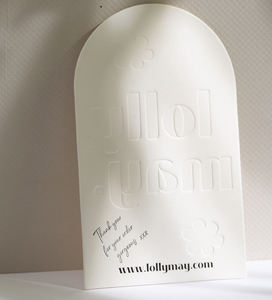 Tarjetas de agradecimiento en relieve incoloras de lujo personalizadas Tarjetas de felicitación 3D Tarjeta de visita de papel de textura gruesa con impresión de logotipo - Product Image 3