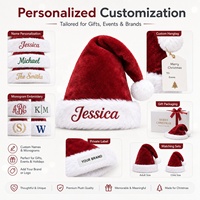 Gorro de Santa Claus de Felpa Corta de 70G con Logotipo Personalizado, 45cm, Borde de Piel Multicolor, Decoración Navideña, Económico, Venta al Por Mayor, OEM