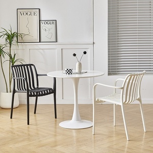 Ghế ăn nhựa phong cách Bắc Âu hiện đại với tựa lưng dày và tay vịn ánh sáng sang trọng ngoài trời ghế vườn xếp chồng ghế - Product Image 3