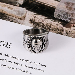 European American Style <b>Titanium</b> Steel Skull <b>Ring</b> Hollow Pattern Punk Men's Jewelry Gift SA855 - Product Image 4