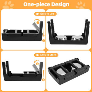 Double bols pour chien Mangeoire surélevée réglable Alimentation pour animaux de compagnie Augmenter la nourriture pour chat Bols d'eau Table élévatrice pour chien avec support en acier inoxydable - Product Image 6