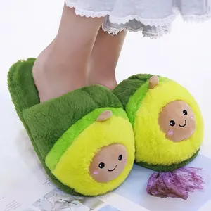 Free Size Cute Looking Stuffed Avocado Slipper Plush Toy Pillow Soft Avocado Home Foot Warmer living Indoor Slipper