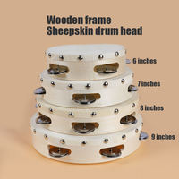 OEM Custom Logo 6 7 8 9 10-Inch Wooden Professional Grade Hand Drum Tambourine Percussion Instruments for Live Band Performance