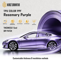 KING MARTIN Film de protection de peinture sans DMF, autocollants de carrosserie automobile, adapté aux voitures, couleur violet romarin, TPU, PPF