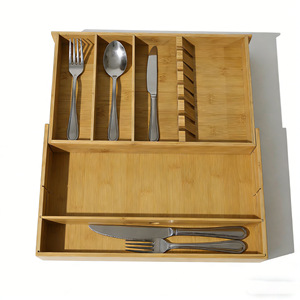 Caja de Almacenamiento de Bambú con Divisores Expandibles para Organización de Cocina, Rectangular, Capacidad de 45L - Product Image 1