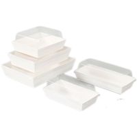 Boîte à dessert carrée en PET, emballage transparent pour desserts avec couvercles