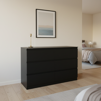 Commode en bois à 6 tiroirs, armoire profonde, meuble de rangement pour salon et chambre à coucher