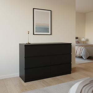 خزانة أدراج خشبية عميقة بستة أدراج، دولاب خشبي، خزانة أدراج للغرفة المعيشة وغرفة النوم - Product Image 2