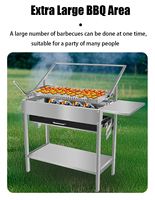 Barbecue au charbon de bois de 1100 mm de hauteur avec grille inclinable, étagère à condiments et grille inférieure inclinable