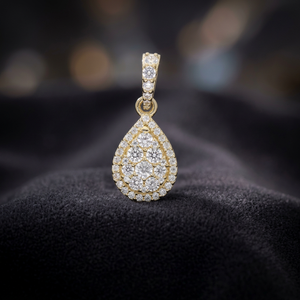 จี้เพชรทรงหยดน้ำประดับเพชรทรงเหลี่ยมธรรมชาติ ชุบทองคำขาว 14K ดีไซน์หรูหรา ประดับด้วยวงแหวนเพชรสองวง เหมาะสำหรับเป็นของขวัญสำหรับผู้หญิงในงานปาร์ตี้ - Product Image 3