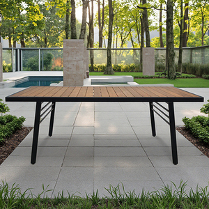 Ensemble de salle à manger d'extérieur 7 pièces en aluminium et teck pour patio et balcon, avec table en bois massif et 6 chaises en métal - Product Image 5