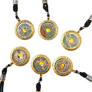 प्राचीन तांबे के पेलेंट गबू बॉक्स पर्वत भूत क्रपे मरेटल टैबू चार देवता जानवर हार बांस चेन के साथ चार देवता - Product Image 5