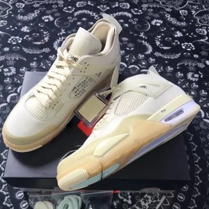 Baskets de basketball montantes de haute qualité, style 4s, couleur beige <span class=keywords><strong>voile</strong></span>, en daim et maille respirante, couleur crème, chaussures de sport décontractées pour hommes - Product Image 3