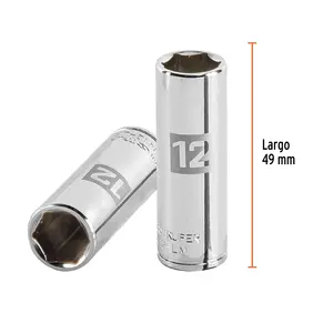 Juego de Llaves de Tubo de 6 Puntas, 12 mm de Largo, con Enchufe de 1/4 de Pulgada, Marca TRUPER - Product Image 3