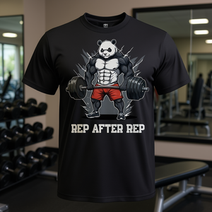 Camiseta de entrenamiento Anime Panda Gym Rep After Rep Design negra para hombre - Product Image 3