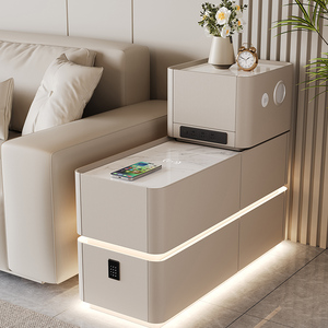 Table d'appoint intelligente et moderne en bois massif Rock Board <span class=keywords><strong>canapé</strong></span> armoire latérale cloison multifonctionnelle nouvelle petite Table basse haut de gamme - Product Image 4
