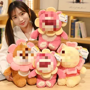 Urso de lótiso rosa criativo, urso de pelúcia de morango, natalino, cici, flor do sol, urso kawaii, brinquedo de pelúcia para crianças, recém-chegado