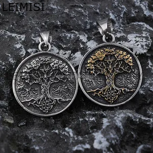 Diseño personalizado Yggdrasil amuleto vikingo Árbol de la vida colgante collar familia Árbol de la vida nórdico cadenas collares