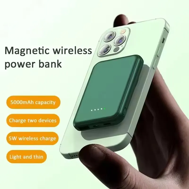Kurumsal hediyeler özelleştirilmiş mini manyetik kablosuz güç banka şarj cep telefonu için ucuz powerbank 5000 mah