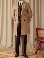 Manteau d'hiver en laine à double boutonnage pour hommes, manteau long formel avec décoration de boutons, veste épaisse de grande taille pour hommes