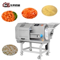Máquina Cortadora de Frutas y Verduras Comercial Multifuncional de Doble Cabezal para Triturar, Rebanar y Cortar con Motor