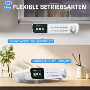 רמקולים ניידים רב-תכליתיים אלחוטיים לשולחן עבודה, רדיו אינטרנט, שעון, שעון מעורר, נגן מוזיקה, צג LCD, לשימוש ביתי, פלסטיק - Product Image 2