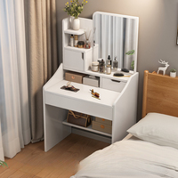 Table de maquillage moderne avec panneau lumineux, miroir et rangement multifonctionnel pour la chambre à coucher et la maison