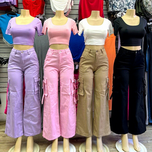 <span class=keywords><strong>Jean</strong></span> cargo décontracté taille haute coupe droite ample pour <span class=keywords><strong>femme</strong></span>, en denim extensible déchiré multicolore, style streetwear Y2K - Product Image 3