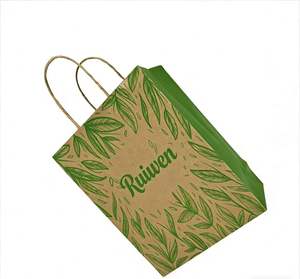 En stock, sacs en papier kraft brun, sacs en papier écologiques, impression personnalisée du logo, sacs cadeaux blancs, sacs shopping en papier avec poignées - Product Image 5