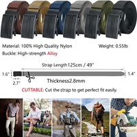 Ceinture tactique décontractée pour homme, durable et imperméable, avec boucle à cliquet, en sangle de nylon