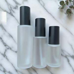 ขวดแก้วปั๊มโลชั่นแบบพ่นฝอยละเอียด สีดำด้านหรูหรา ขนาด 20/30/40/50/60/80/100/120 มล. สำหรับบรรจุภัณฑ์เครื่องสำอางบำรุงผิว - Product Image 5