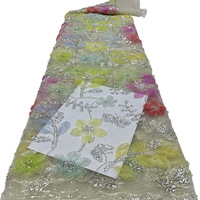 Robe en tissu de dentelle pailletée avec plaque de broderie Organza extensible pour filles pour mariage Motif brodé à la mode
