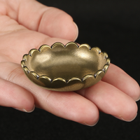 Mini bol en laiton antique en forme de lotus, plateau de rangement pour bijoux en métal vintage, ornement de bureau en laiton oriental