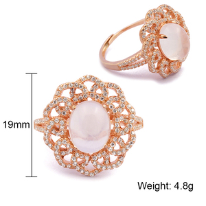 925 Silver Jewelry for Women Pretty Synthetic <strong>Moon</strong> <strong>Stone</strong> <strong>Ring</strong> with Gold Plated 925 Sterling Silver Casual <strong>Rings</strong> for Ladies - Product Image 3