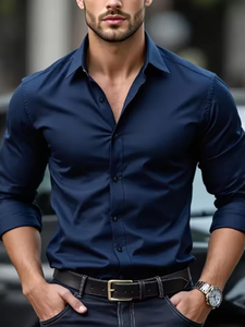 <span class=keywords><strong>Chemise</strong></span> habillée homme de qualité supérieure, coupe ajustée, manches longues, col classique, pour affaires et occasions décontractées, design élégant - Product Image 6