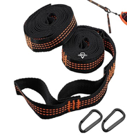 Ensemble de sangles de hamac robustes noir et orange 2*2m avec mousquetons