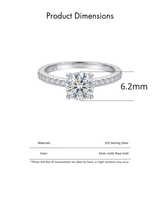 Bague de fiançailles solitaire élégante et luxueuse en zircon créé en laboratoire, avec bande sertie de zircons, en argent sterling, pour cadeau