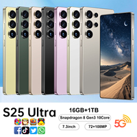 Smartphone Original S25 Ultra 16GB+1TB 5G, Pantalla HD de 7.3 Pulgadas, Desbloqueo Facial, Doble SIM, Android 16, Deca Core, 108MP, para Juegos, en Francés e Inglés