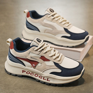 Nouvelles Chaussures Homme Printemps Rétro en Cuir Souple Décontractées à Lacets Confortables à Bout Rond Tendance avec Semelle Intermédiaire en Maille et Semelle Extérieure en Caoutchouc - Product Image 1