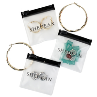 Emballage de bijoux en plastique personnalisé, petite pochette transparente en PVC givré, sacs cosmétiques transparents avec fermeture éclair