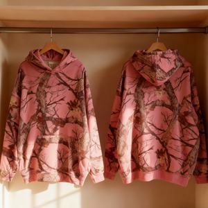 Sudadera con Capucha de Algodón Grueso de 420 g/m², Estilo Urbano, Color Rosa, con Bordado Personalizado, Ecológica, para Hombre, Impresión DTG, Camuflaje, Fabricante OEM - Product Image 1